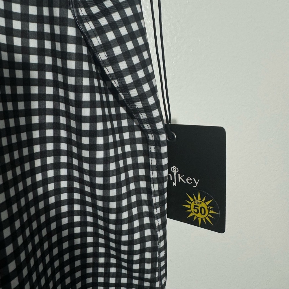 NWT Belyn Key Sleeveless Polo Golf‎ Tank Black White Gingham Small Tennis Active - Picture 5 of 10